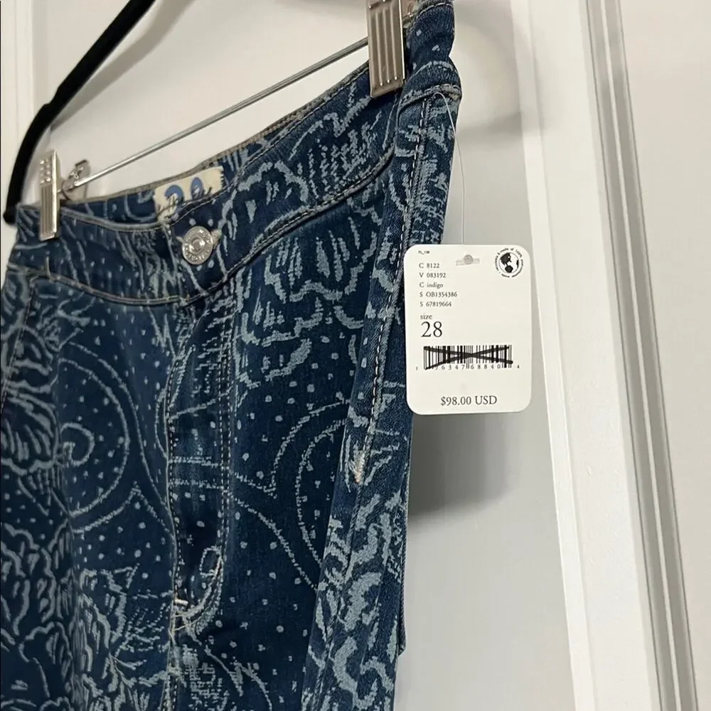 Free People We The Free Youthquake Printed Crop Flare Jeans Size 28 - Picture 4 of 6